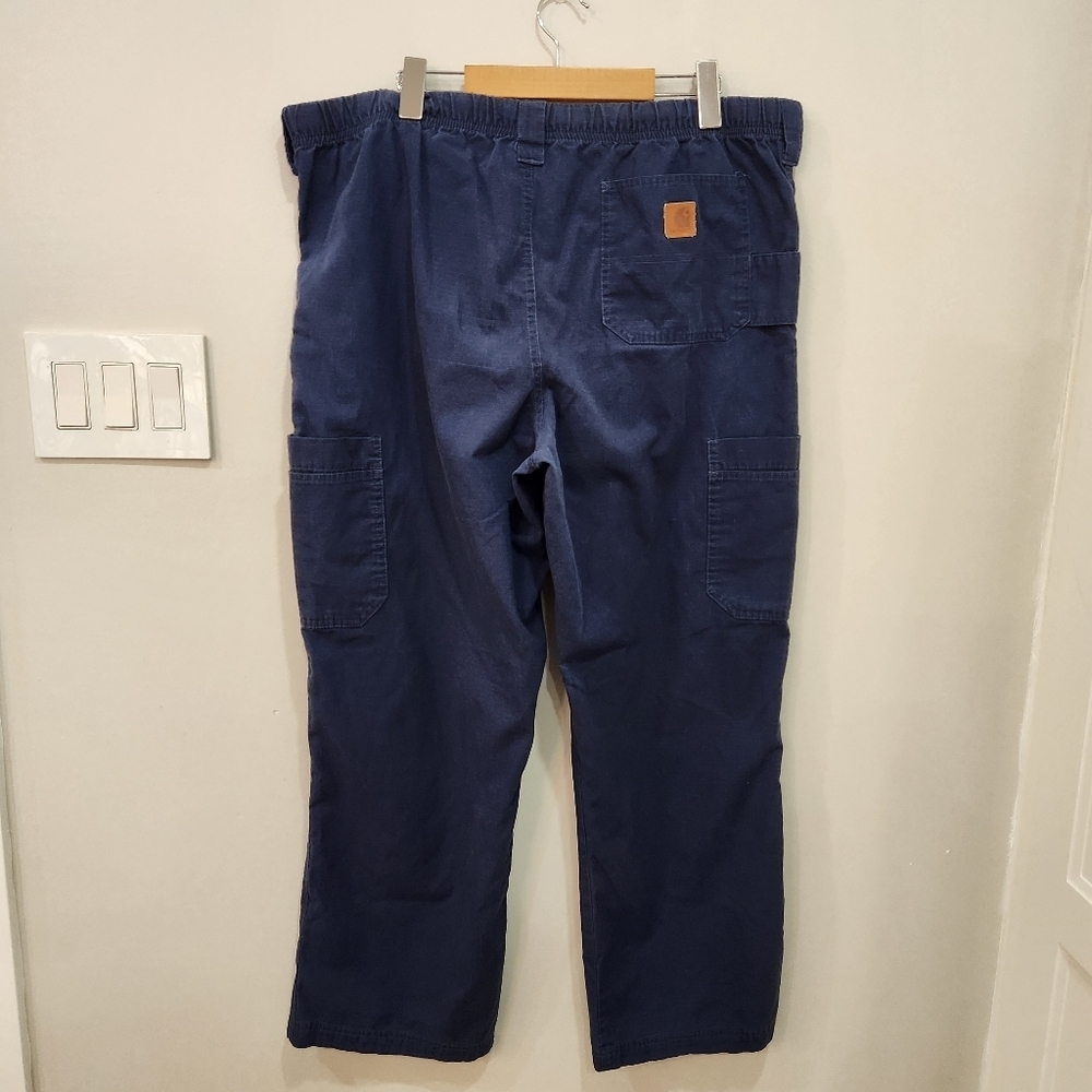 Carhartt Ripstop Cargo Scrub Pants Blue Men’s Size L Work Utility Drawstring - Picture 2 of 14